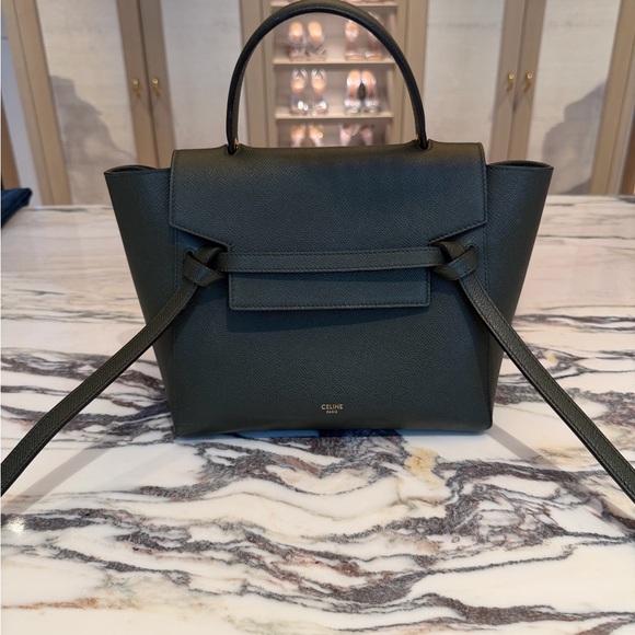 Celine Nano Olive Green Belt Satchel Bag - Picture 10 of 10